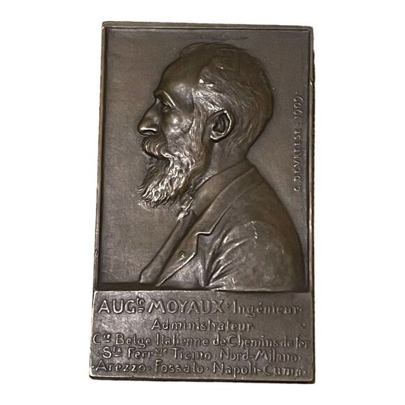 Antique Bronze Souvenir FRANCE MEDICINE EDOUARD 1909 1.25”x3.25” Souvenir Medal